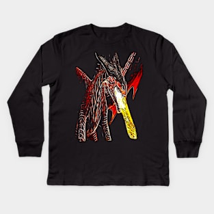 Toothless Fire Breathing Night Fury Fractal Dragon Design Kids Long Sleeve T-Shirt